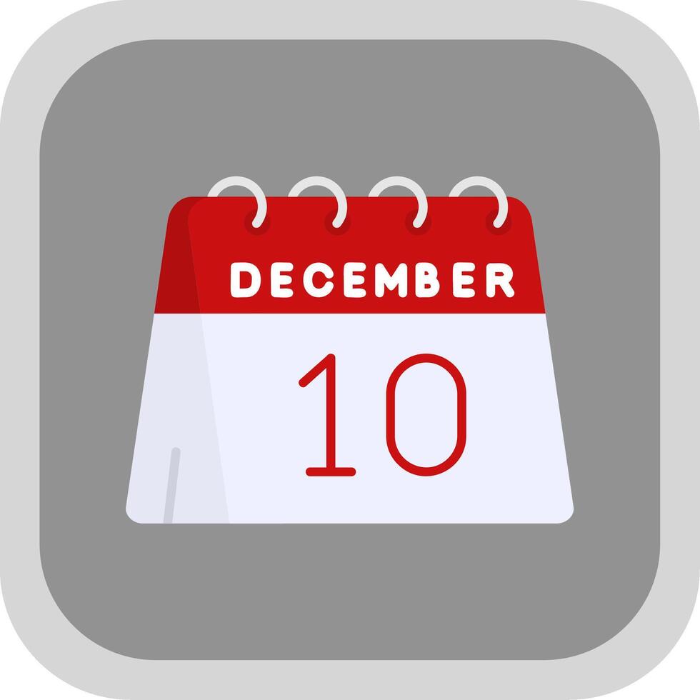 10th of December Flat Round Corner Icon vector