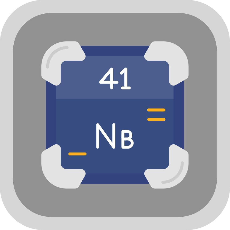Niobium Flat Round Corner Icon vector