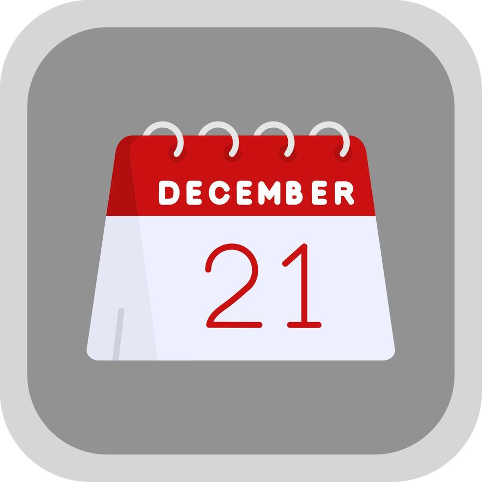 21st of December Flat Round Corner Icon vector