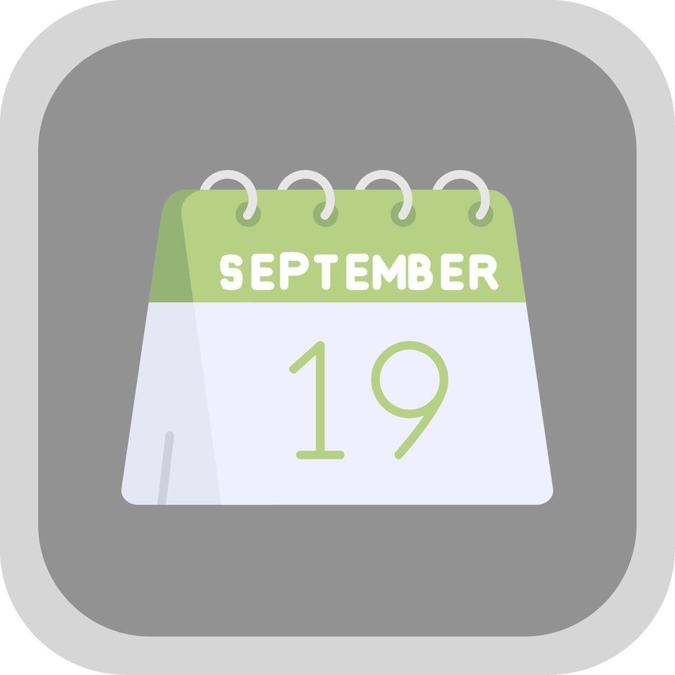 19th of September Flat Round Corner Icon vector