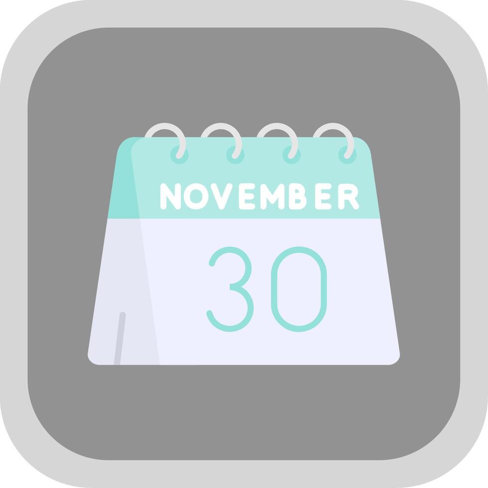 30th of November Flat Round Corner Icon vector