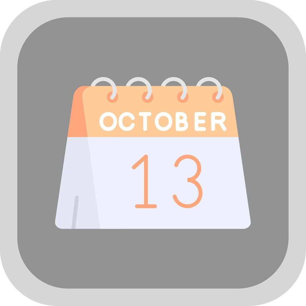 13th of October Flat Round Corner Icon vector