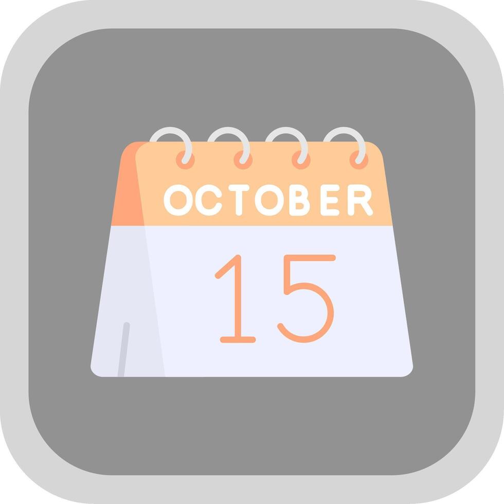 15th of October Flat Round Corner Icon vector