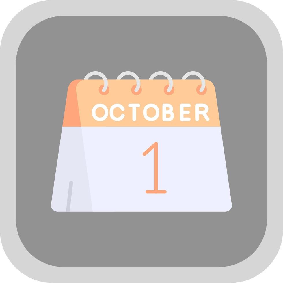 1st of October Flat Round Corner Icon vector