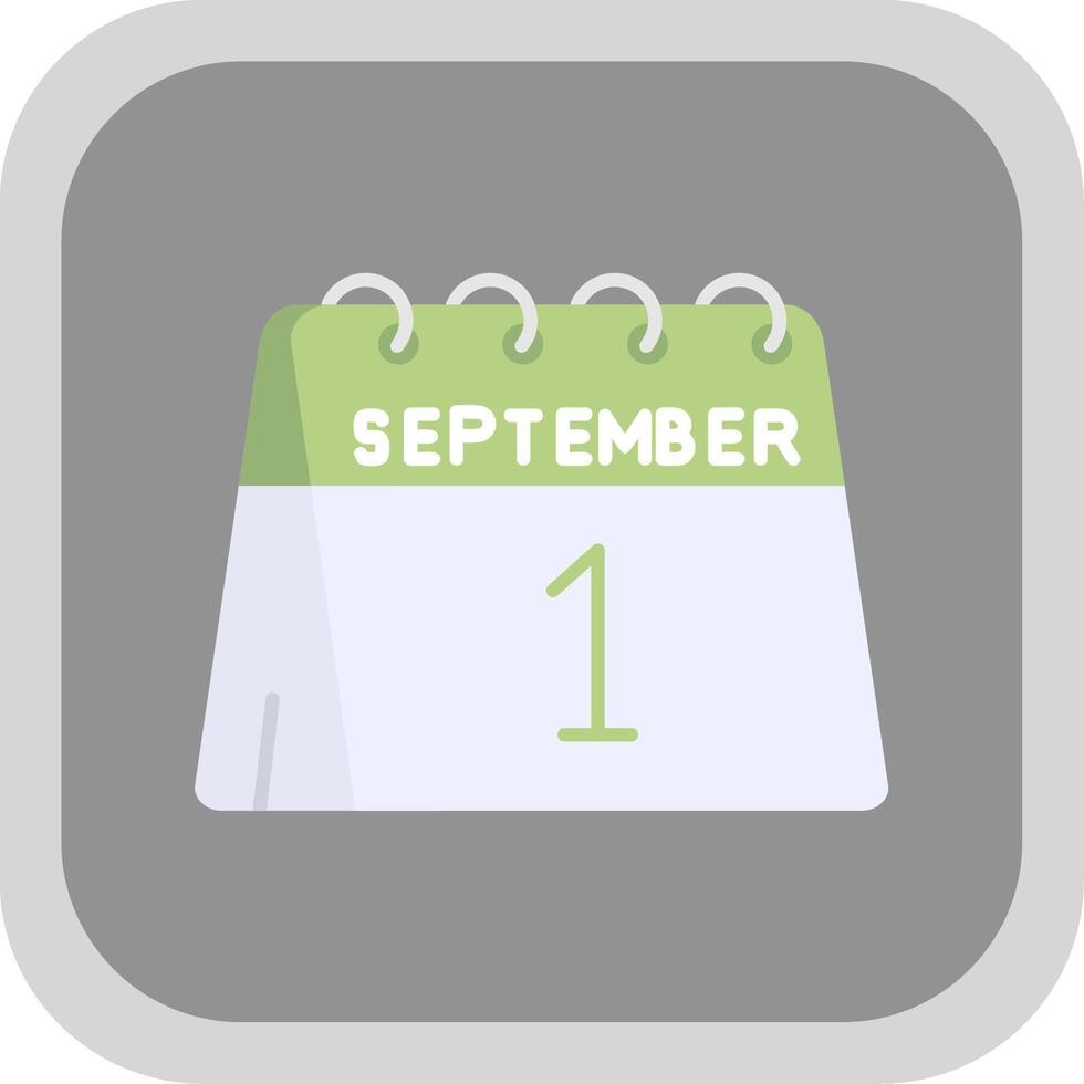 1st of September Flat Round Corner Icon vector