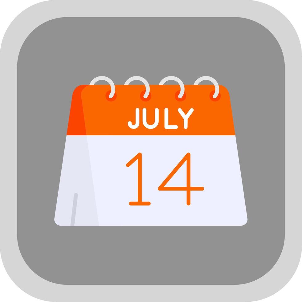 14th of July Flat Round Corner Icon vector