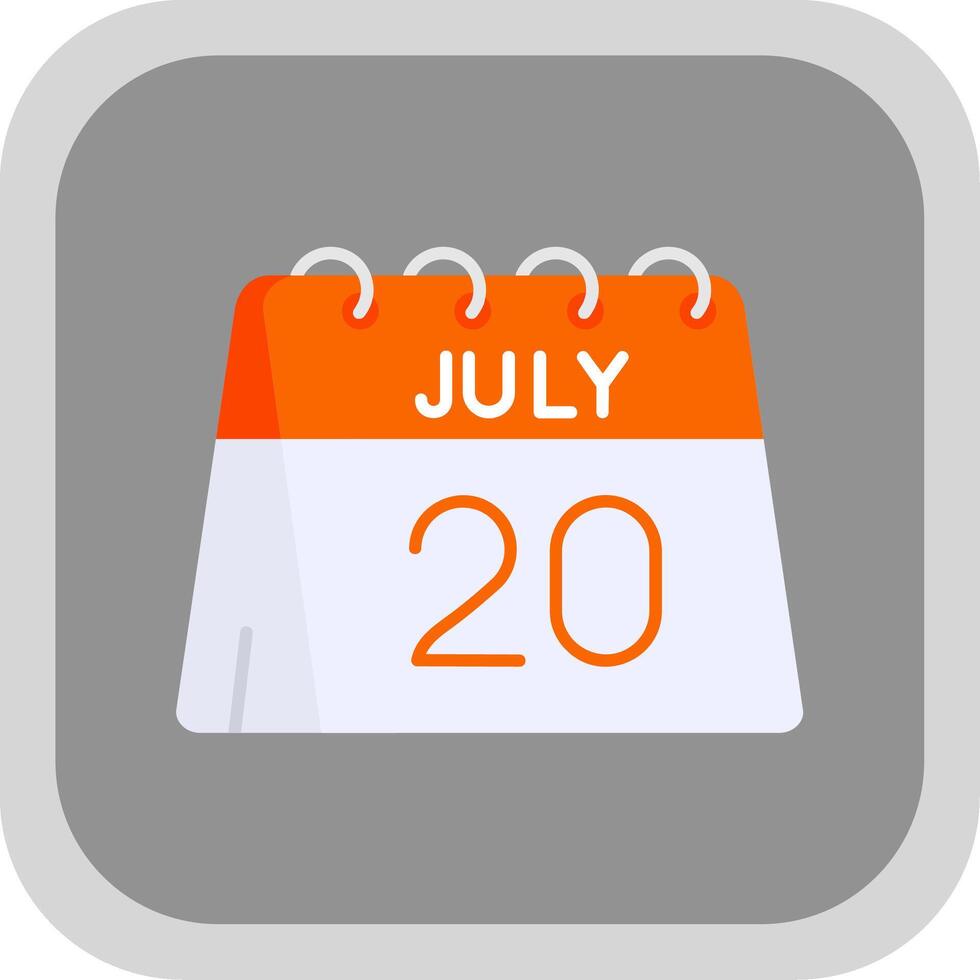 20th of July Flat Round Corner Icon vector