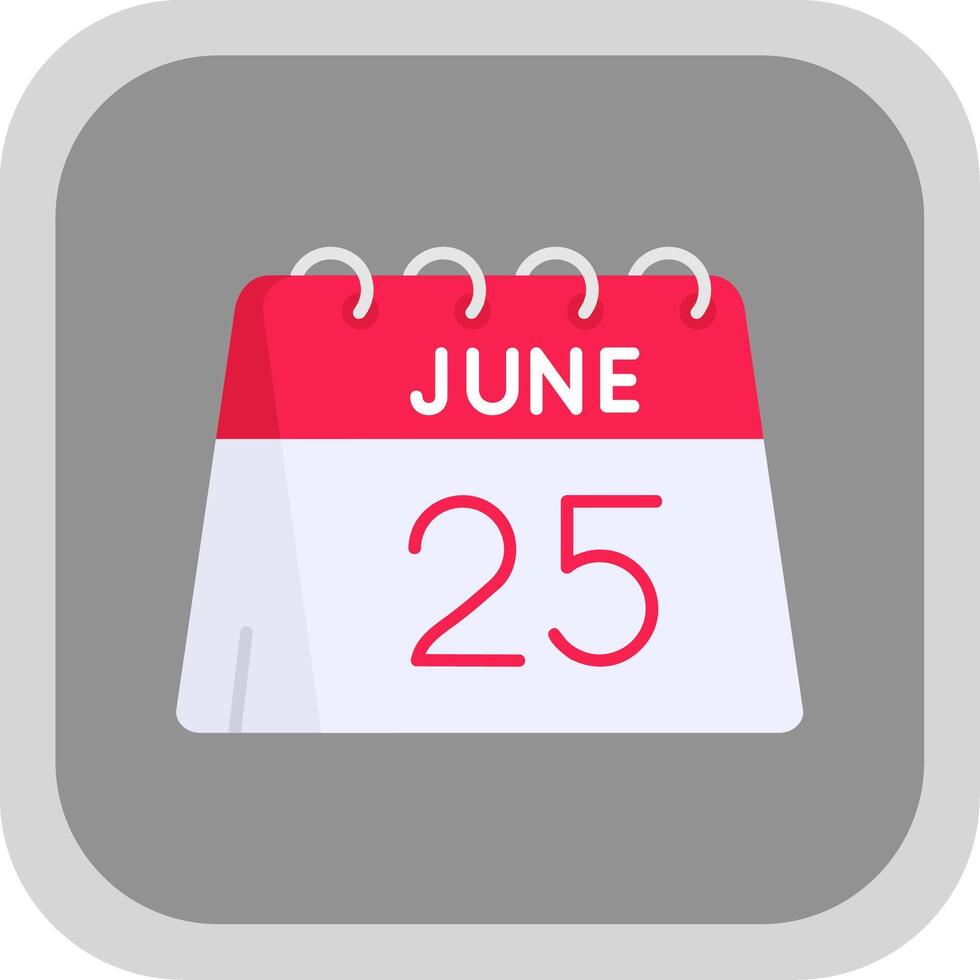 25th of June Flat Round Corner Icon vector