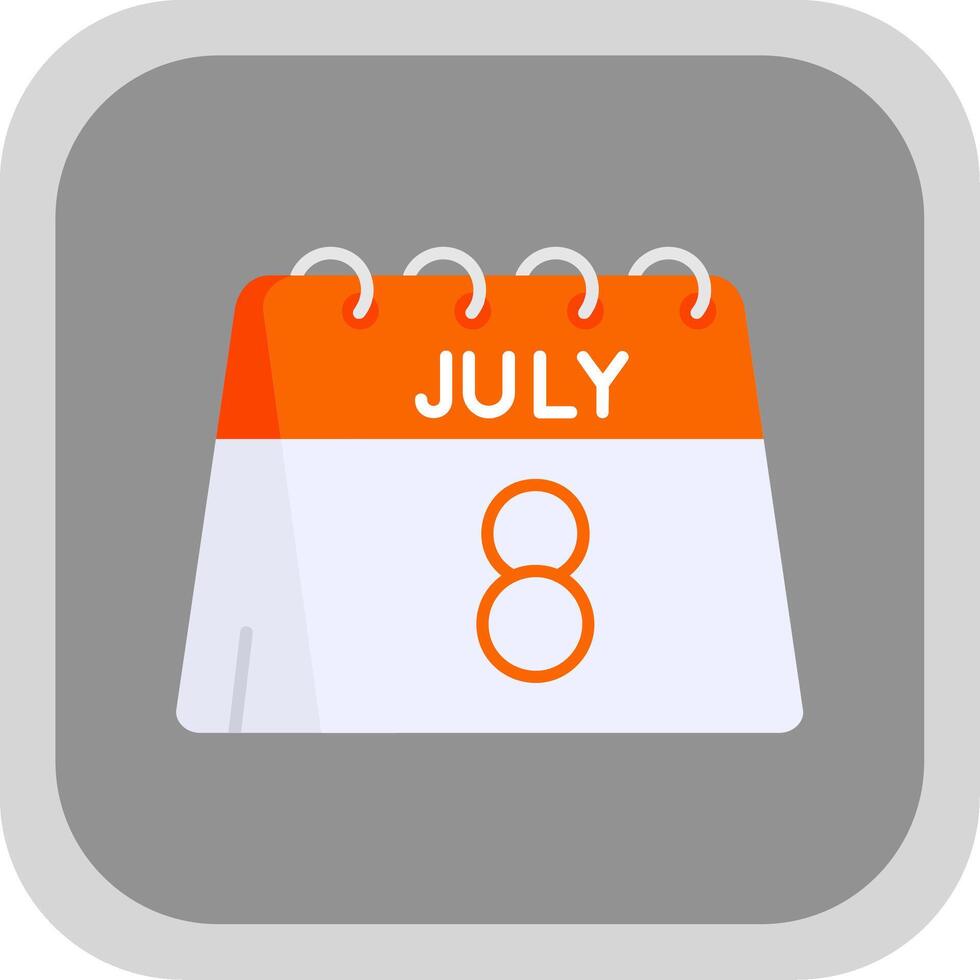 8th of July Flat Round Corner Icon vector