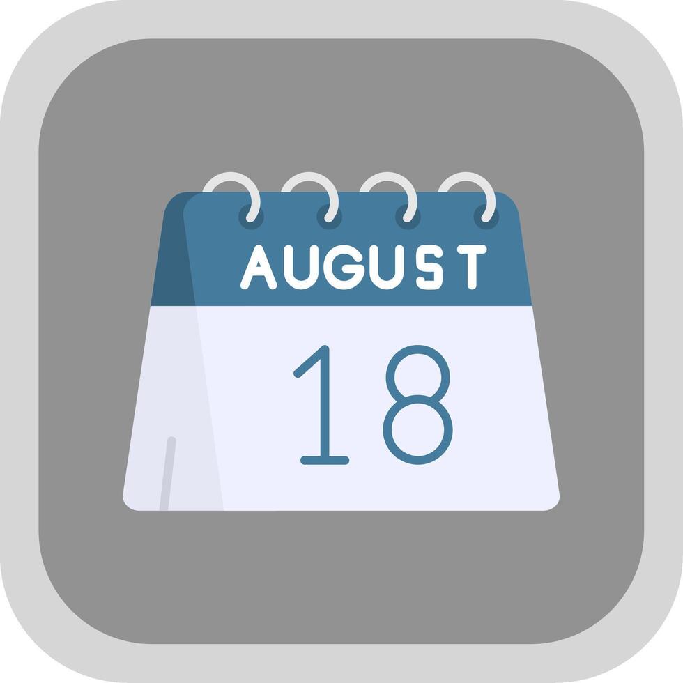 18th of August Flat Round Corner Icon vector