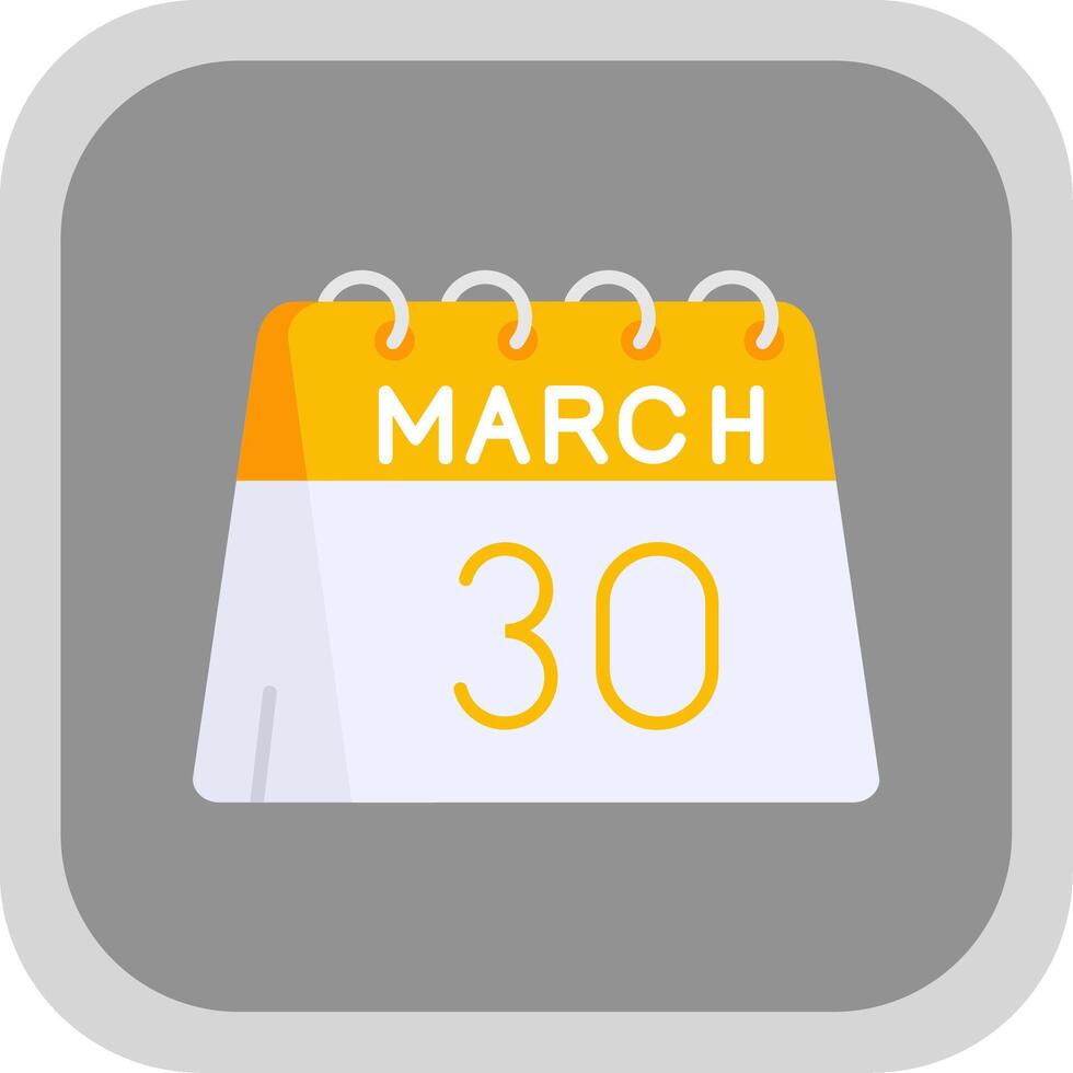 30th of March Flat Round Corner Icon vector