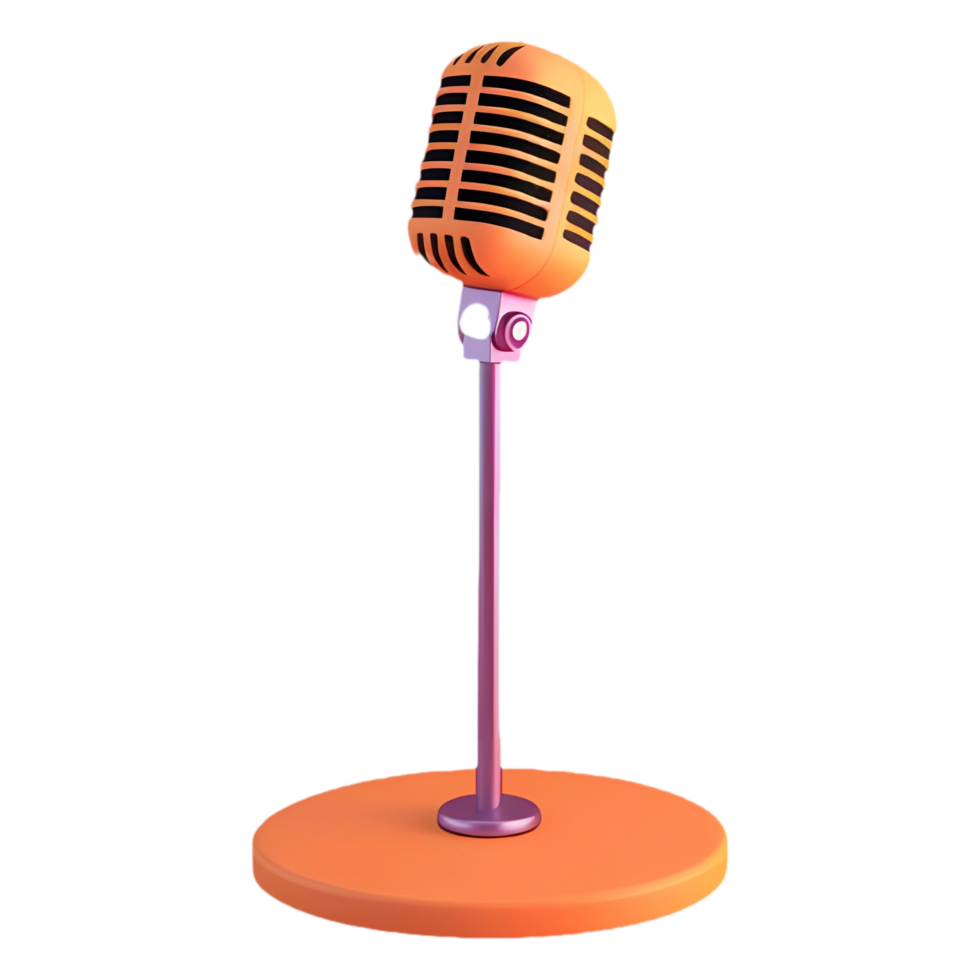 AI generated Png of podcast microphone on a stand against transparent Background
