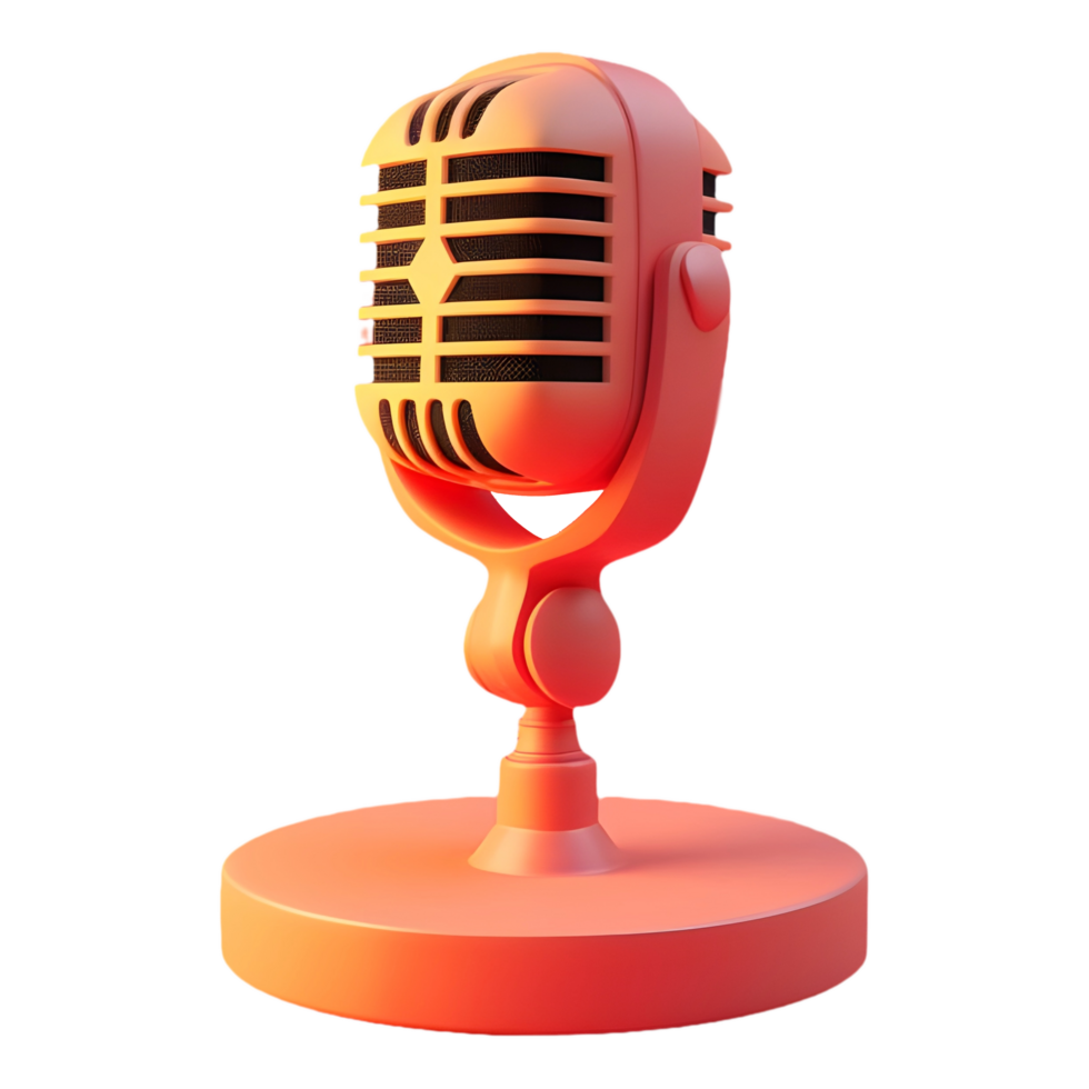 AI generated Png of podcast microphone on a stand against transparent Background