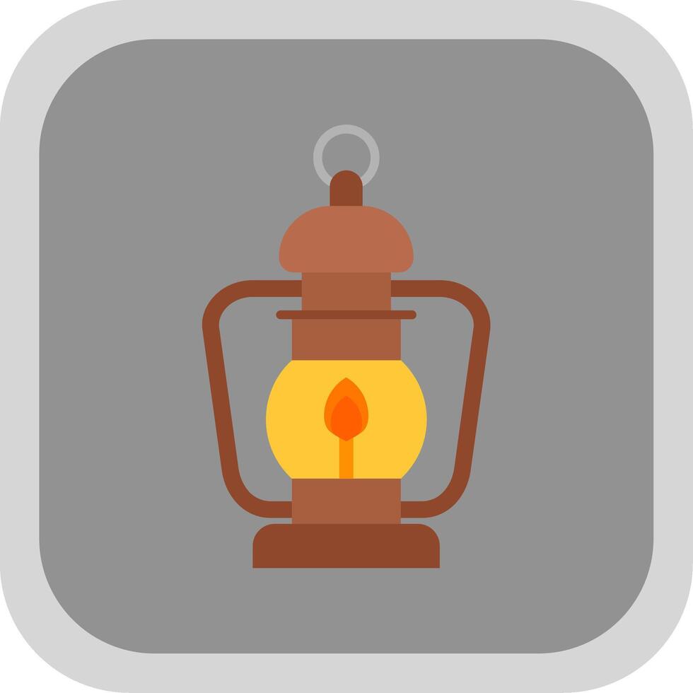 Oil lamp Flat Round Corner Icon vector