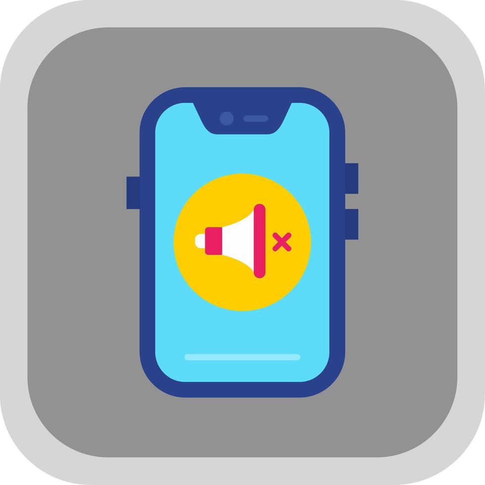 Mute Flat Round Corner Icon vector