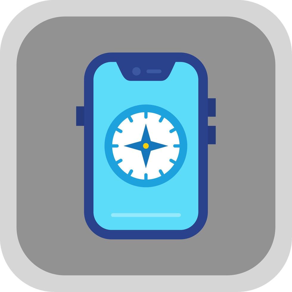 Compass Flat Round Corner Icon vector