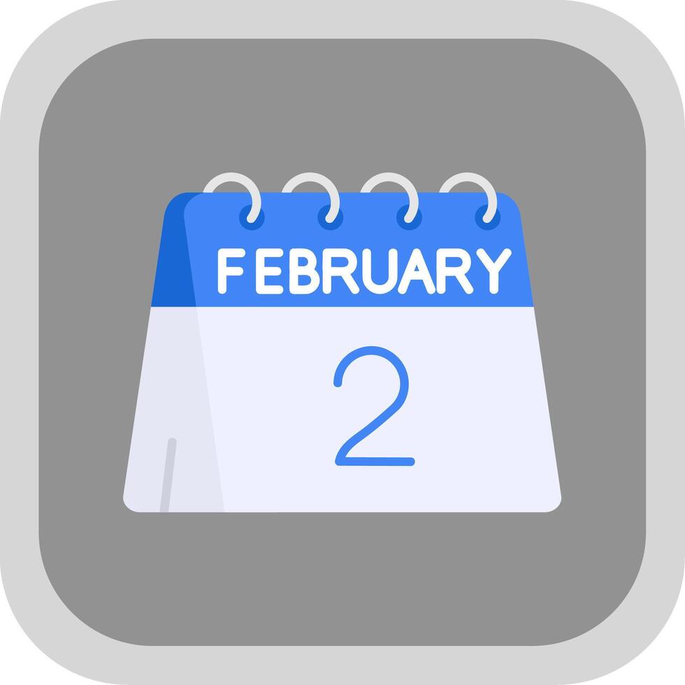 2nd of February Flat Round Corner Icon vector