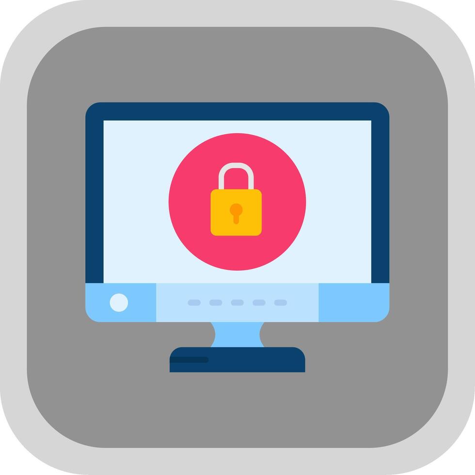 Lock Flat Round Corner Icon vector