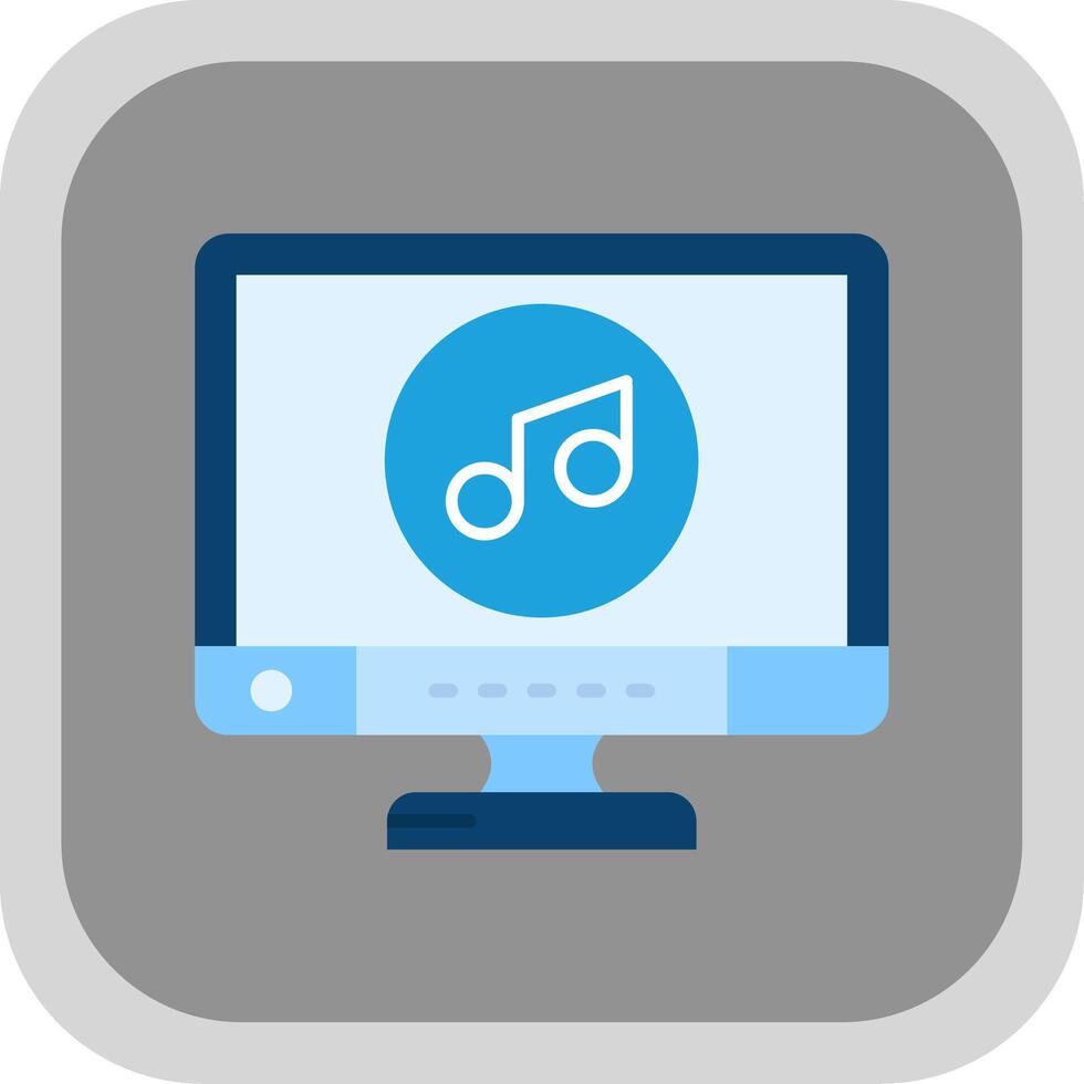 Music Flat Round Corner Icon vector