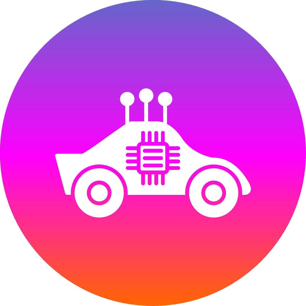 autónomo coche glifo degradado circulo icono vector