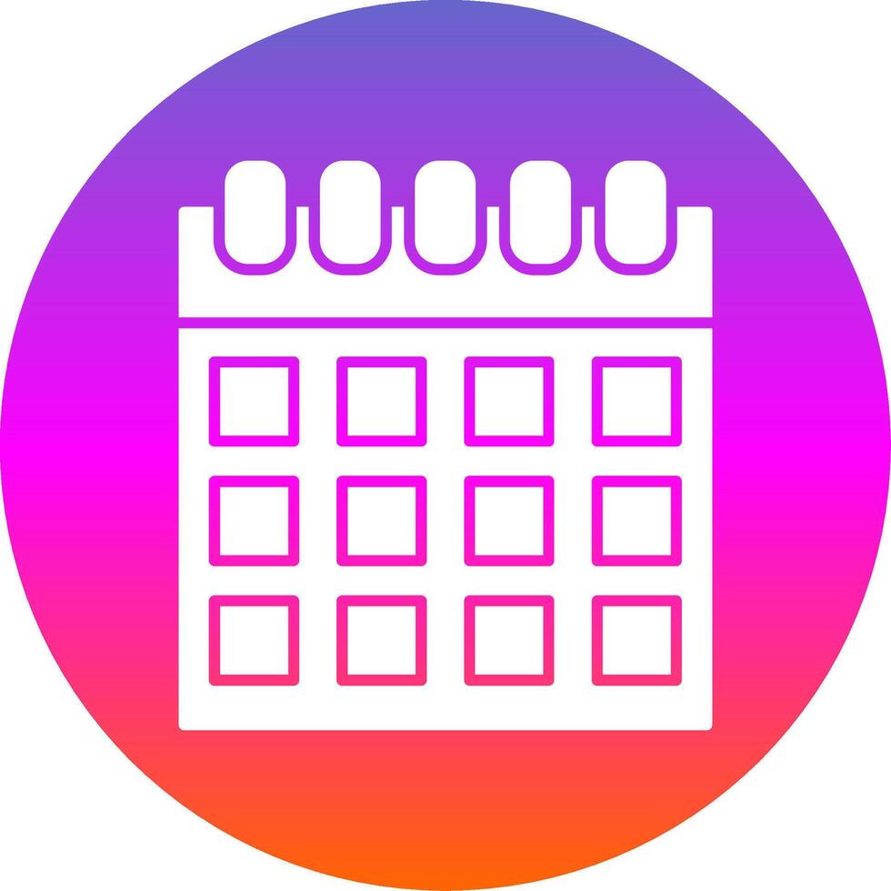 Calendar Glyph Gradient Circle Icon vector