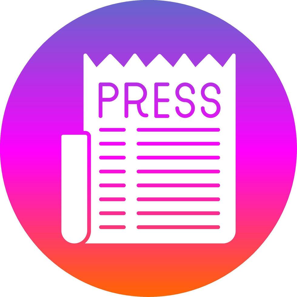 prensa lanzamiento glifo degradado circulo icono vector