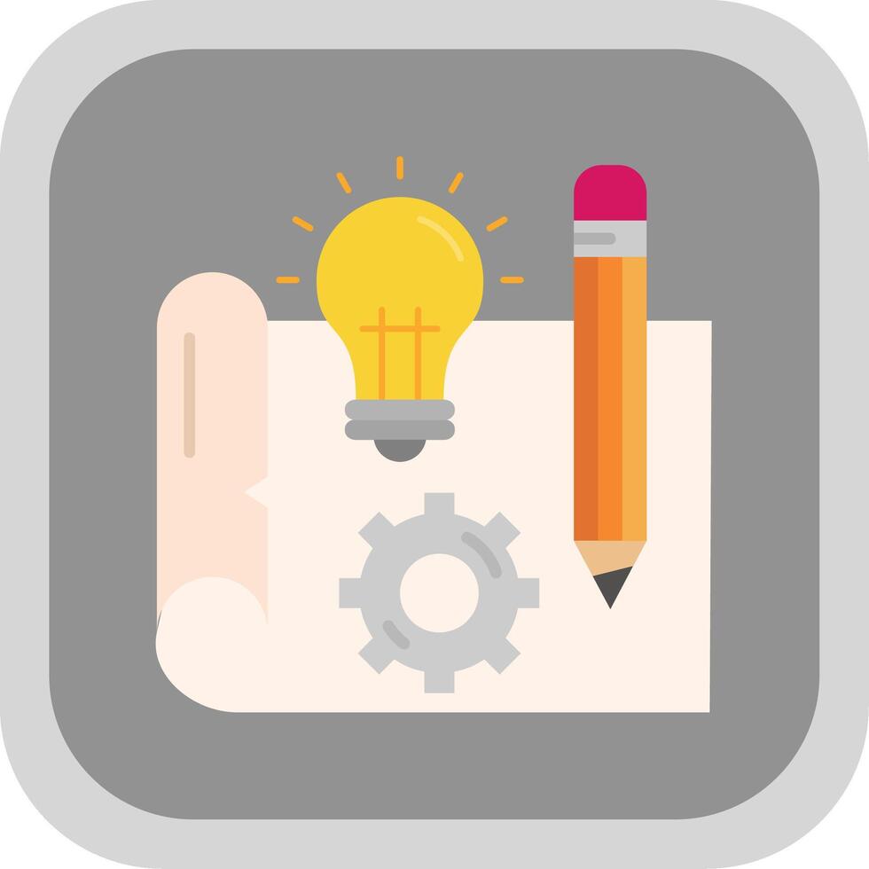 Blueprint Flat Round Corner Icon vector