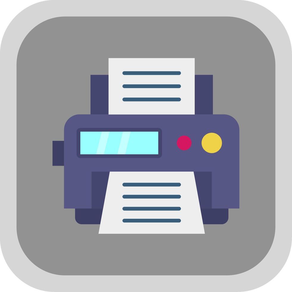 Printer Flat Round Corner Icon vector