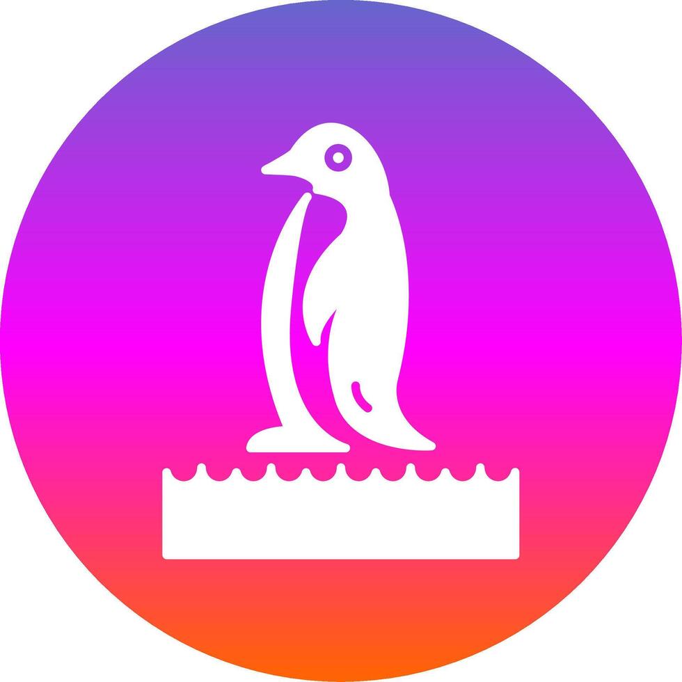 pingüino glifo degradado circulo icono vector