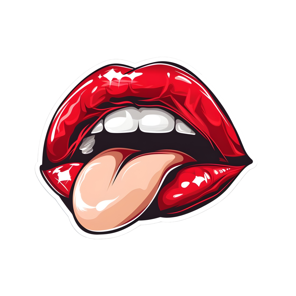 ai generado labios con lengua en transparente antecedentes - ai generado png