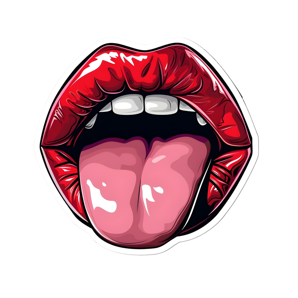 AI generated Lips with tongue on transparent Background - Ai Generated png