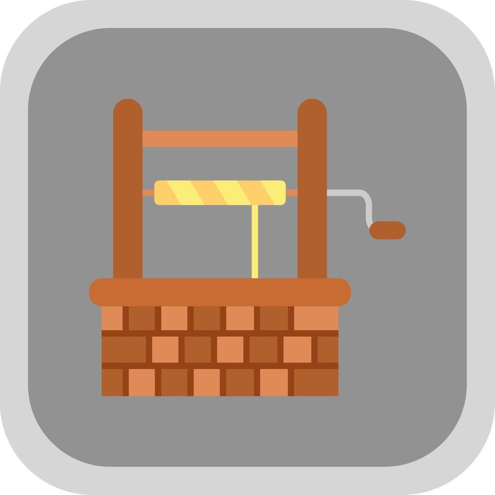 Well Flat Round Corner Icon vector