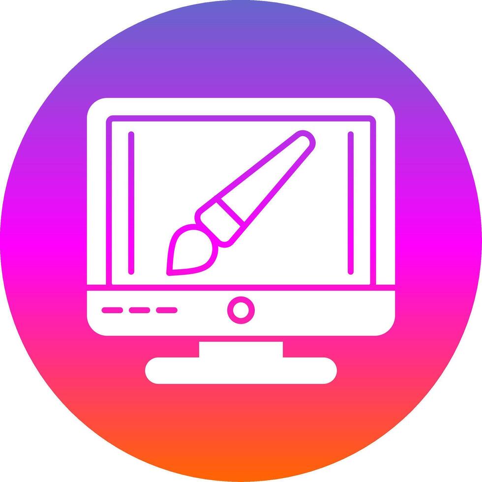 Brush Glyph Gradient Circle Icon vector
