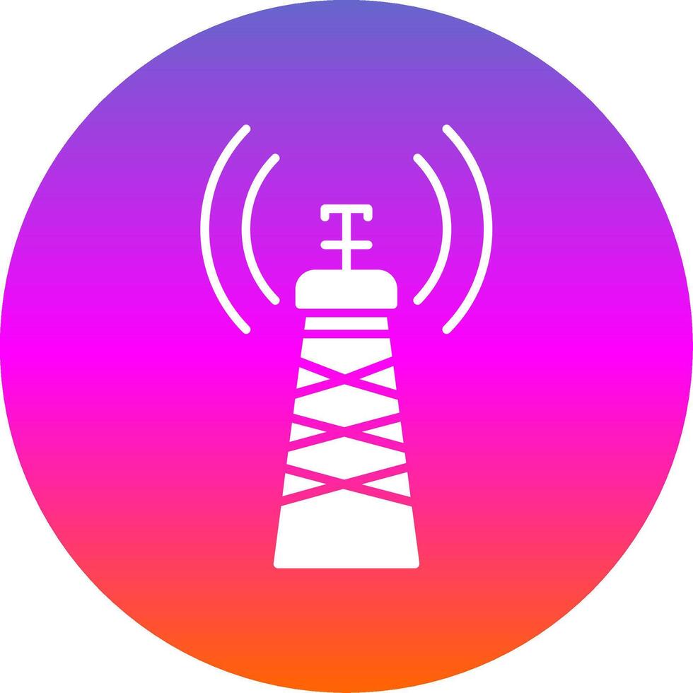 Signal Tower Glyph Gradient Circle Icon vector