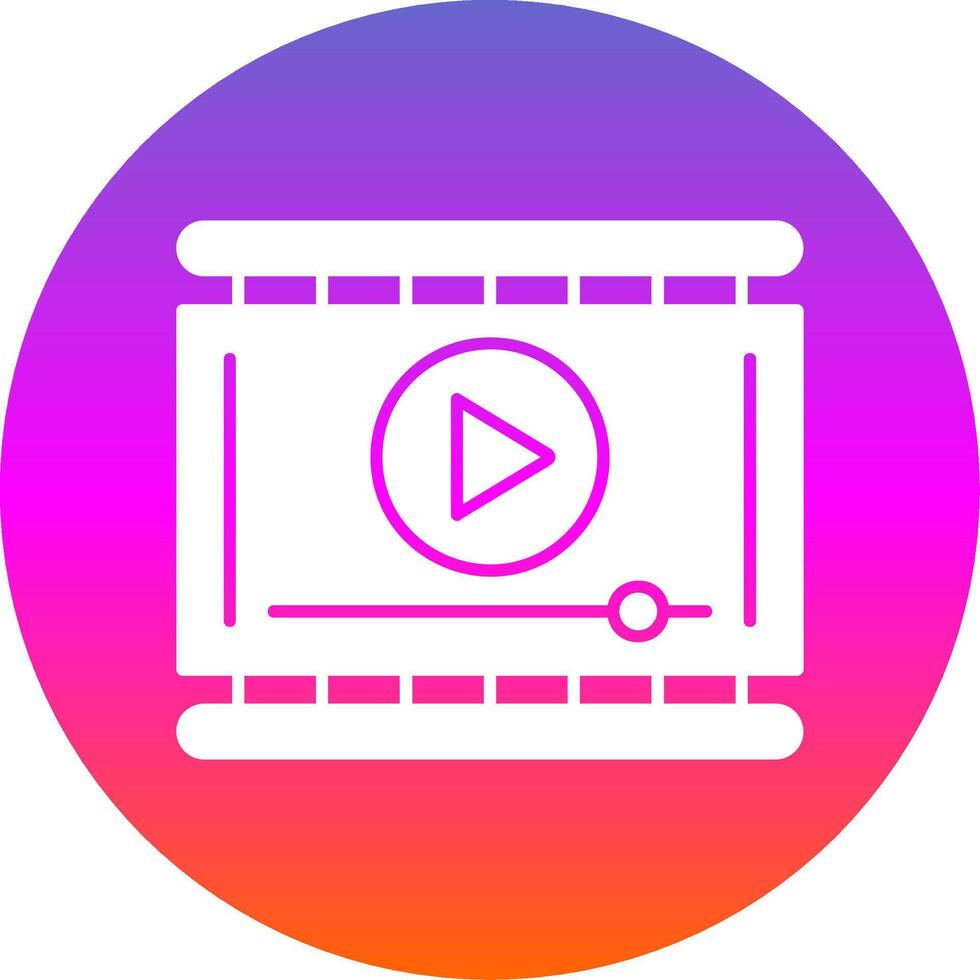 vídeo jugador glifo degradado circulo icono vector