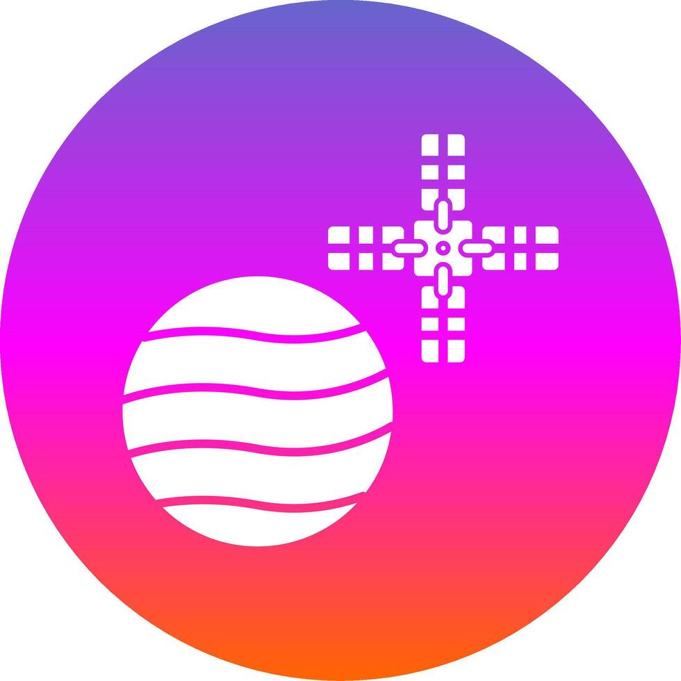 Venus With Satellite Glyph Gradient Circle Icon vector