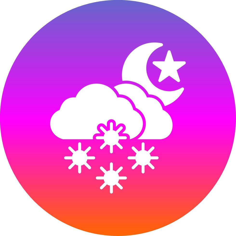 Night Snow Glyph Gradient Circle Icon vector