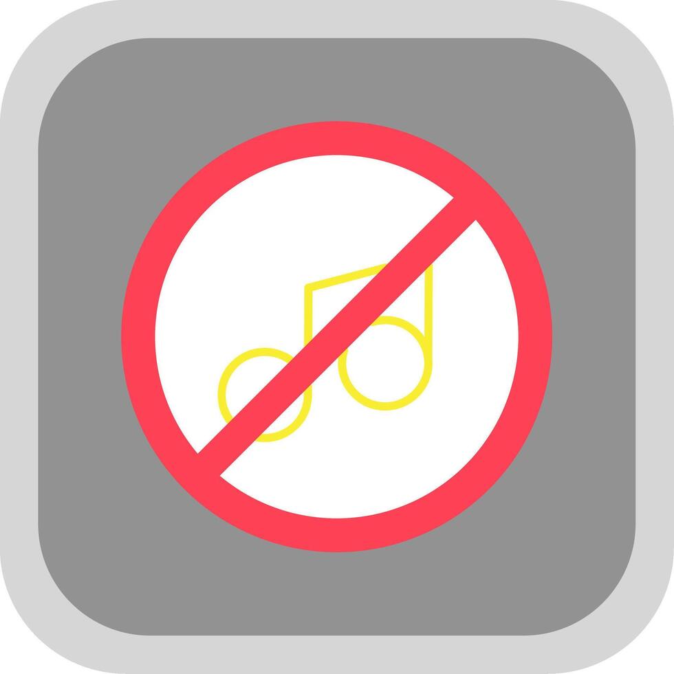 No music Flat Round Corner Icon vector