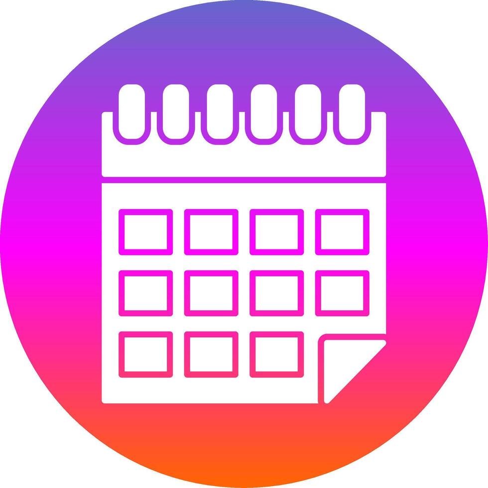 Calendar Glyph Gradient Circle Icon vector