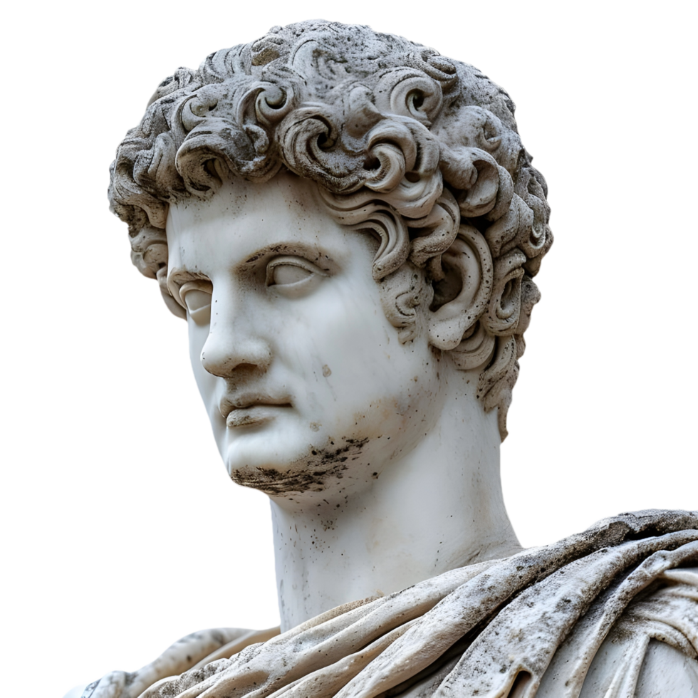 AI generated Png of Marble roman greek statue against transparent Background