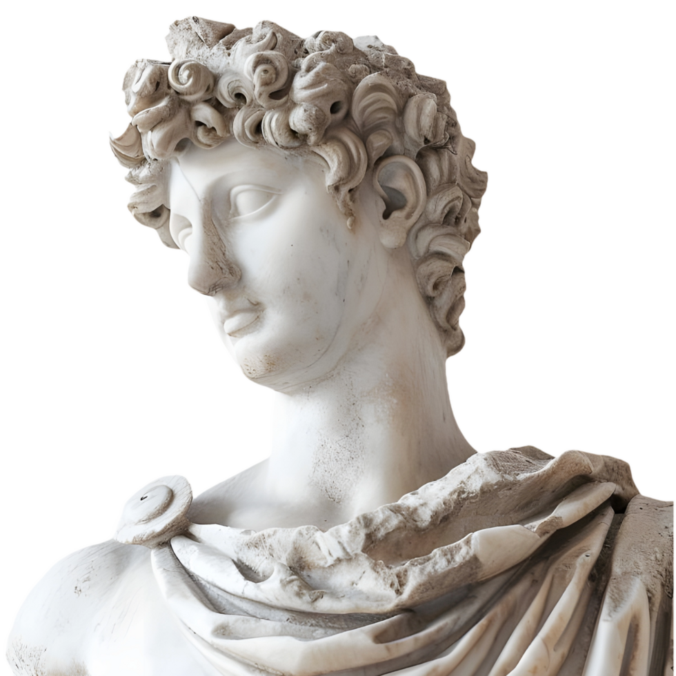 AI generated Png of Marble roman greek statue against transparent Background