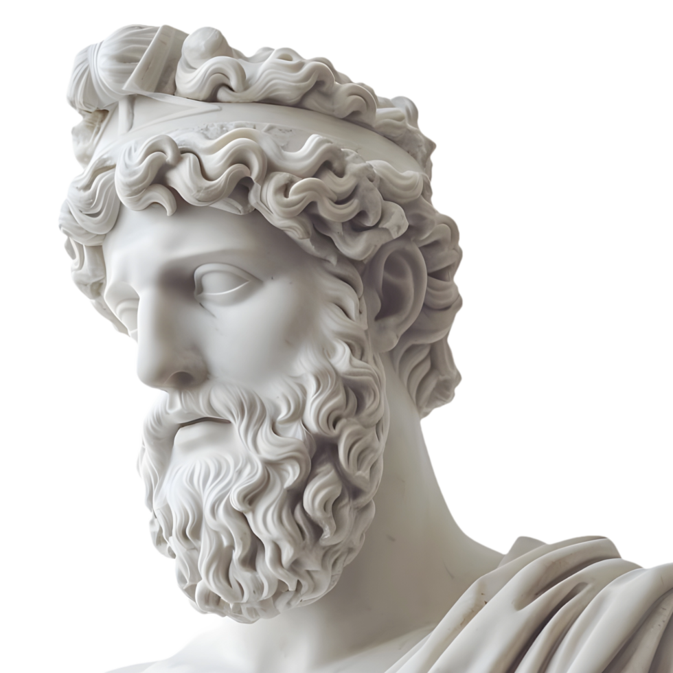 ai gegenereerd PNG van marmeren Romeins Grieks standbeeld tegen transparant achtergrond