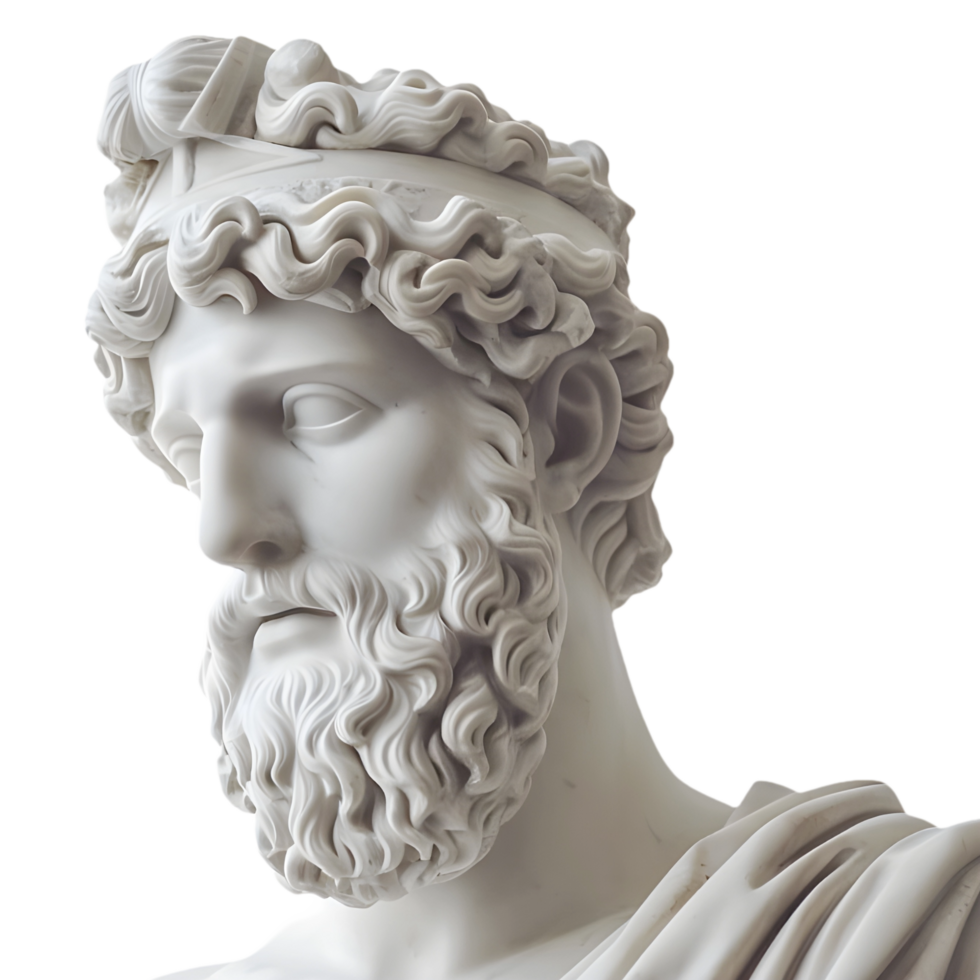 AI generated Png of Marble roman greek statue against transparent Background