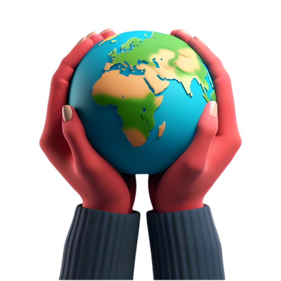 AI generated Png of World Globe in Hands against transparent Background