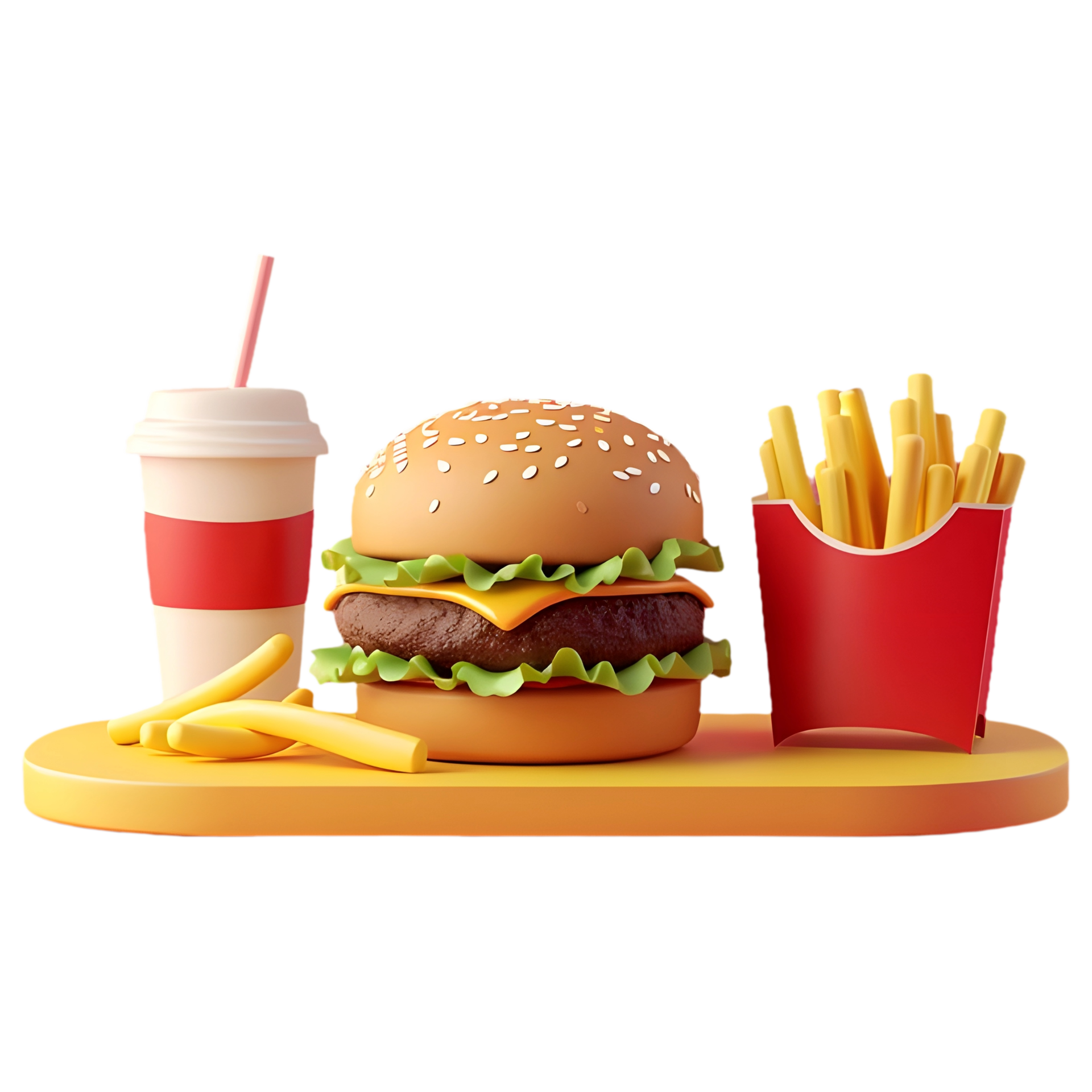 AI generated Png of hamburger French fries cold drink against ...