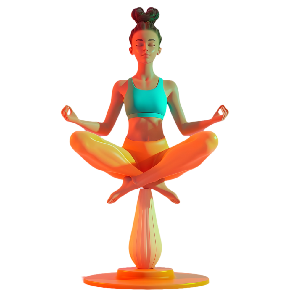 ai généré png de yoga fille pose contre transparent Contexte