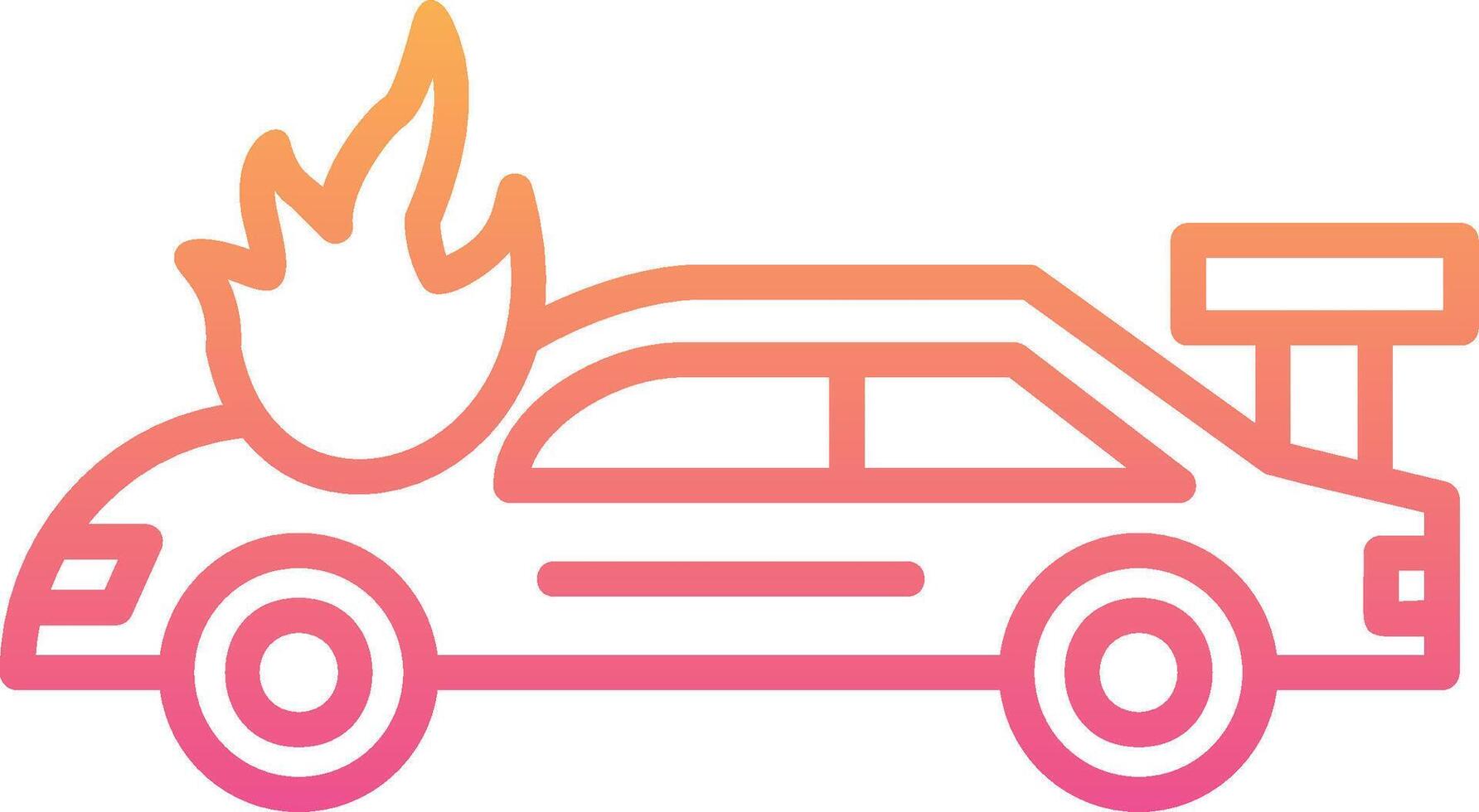 Accident Car In Fire Vector Icon