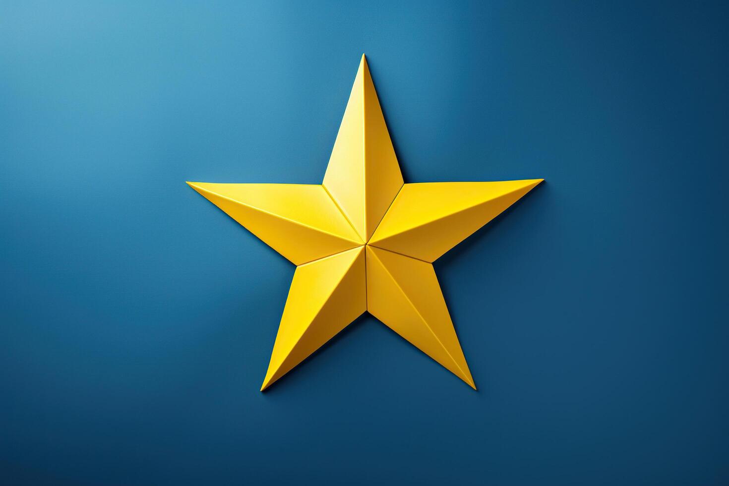 AI generated Yellow five-pointed star on a blue background. Generated by artificial intelligence photo