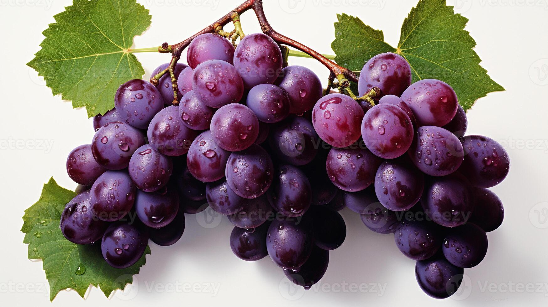 AI generated A bunch of ripe red grapes on a white background. Generated by artificial intelligence photo