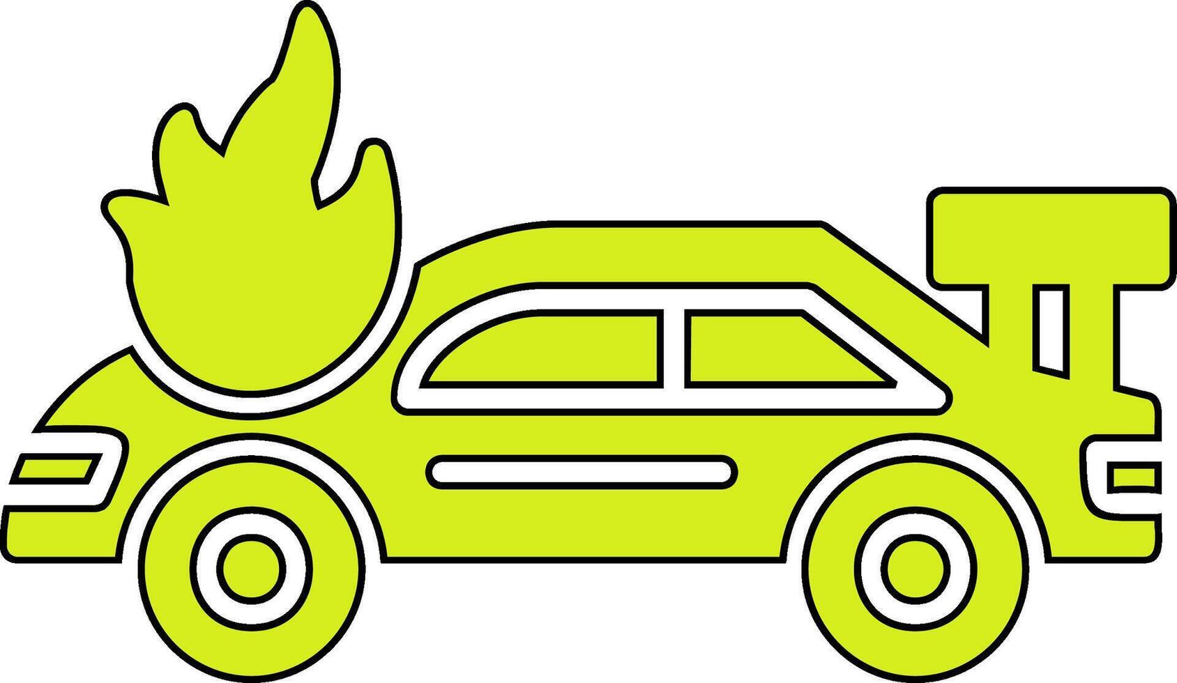 Accident Car In Fire Vector Icon